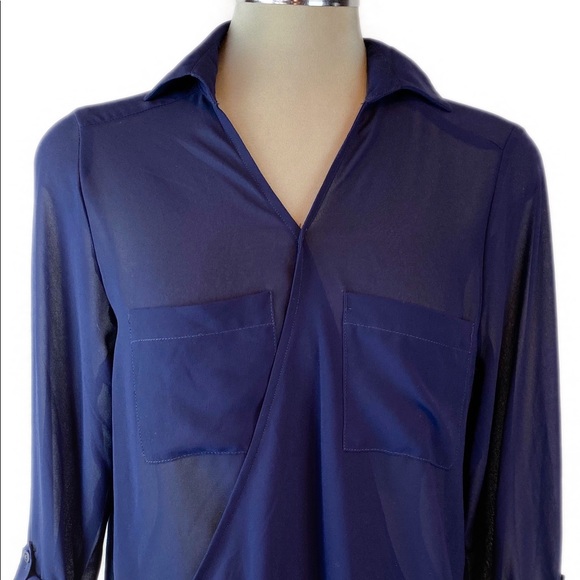 NWT BAR lll CrossOver Open Back Draped Navy Top - Picture 4 of 8